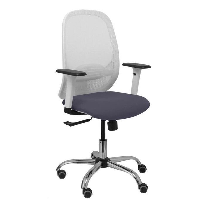 Piqueras Y Crespo Silla Cilanco Blanca Malla Blanca Asiento Bali Gris Oscuro Brazo Regulable Base Cromada Ruedas De Parque