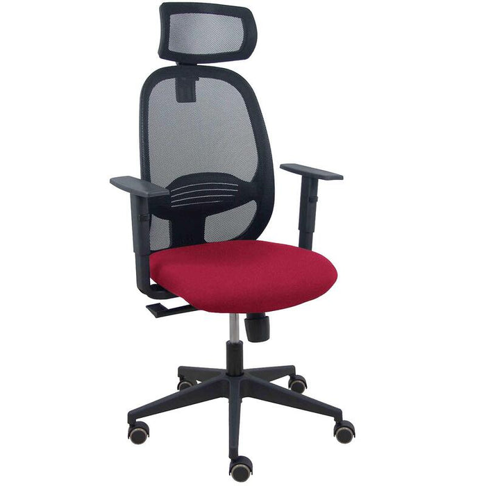 Piqueras Y Crespo Silla Cilanco Negra Malla Negra Asiento Bali Granate Brazo Regulable Cabecero Regulable