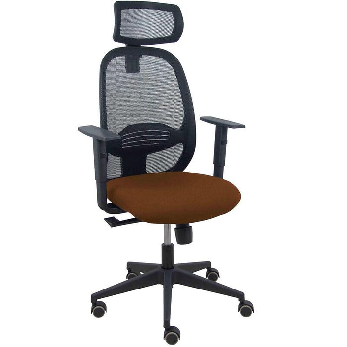 Piqueras Y Crespo Silla Cilanco Negra Malla Negra Asiento Bali Marron Oscuro Brazo Regulable Cabecero Regulable