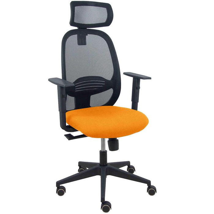 Piqueras Y Crespo Silla Cilanco Negra Malla Negra Asiento Bali Naranja Brazo Regulable Cabecero Regulable