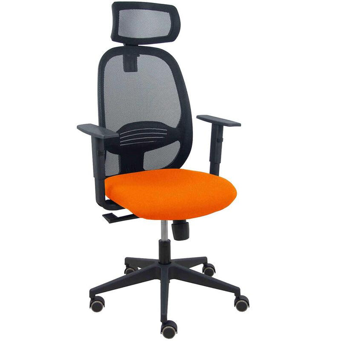 Piqueras Y Crespo Silla Cilanco Negra Malla Negra Asiento Bali Naranja Oscuro Brazo Regulable Cabecero Regulable