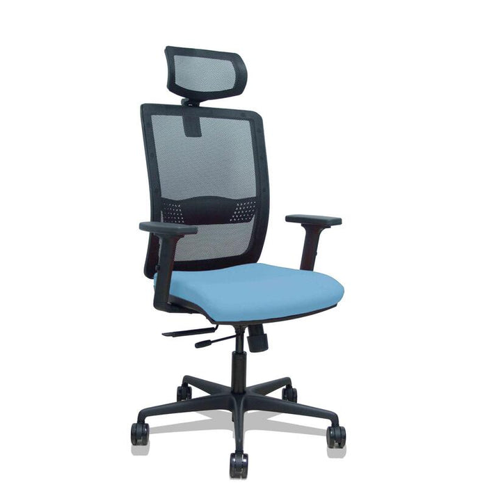 Piqueras Y Crespo Silla Haches Traslack Malla Negra Asiento Bali Azul Cielo Brazos 2d Ruedas 65mm Cabecero Regulable
