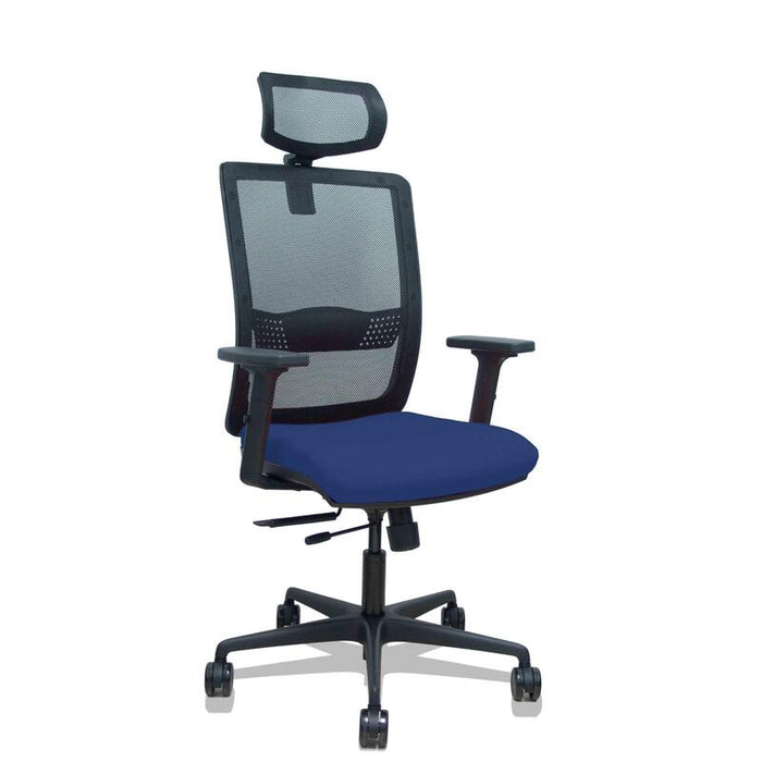 Piqueras Y Crespo Silla Haches Traslack Malla Negra Asiento Bali Azul Marino Brazos 2d Ruedas 65mm Cabecero Regulable