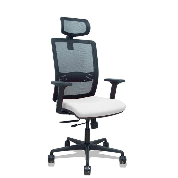 Piqueras Y Crespo Silla Haches Traslack Malla Negra Asiento Bali Blanco Brazos 2d Ruedas 65mm Cabecero Regulable