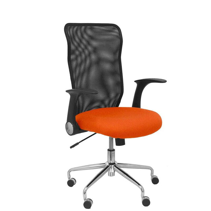 Piqueras Y Crespo Silla Minaya Respaldo Malla Negro Asiento Bali Naranja Oscuro