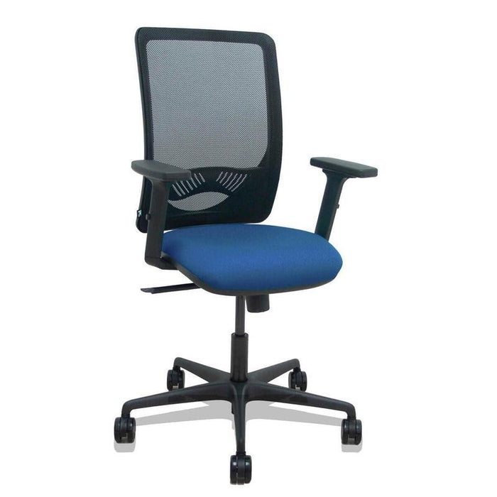Piqueras Y Crespo Silla Zulema Sincro Malla Negra Asiento Bali Azul Marino Brazos 2d Ruedas 65mm