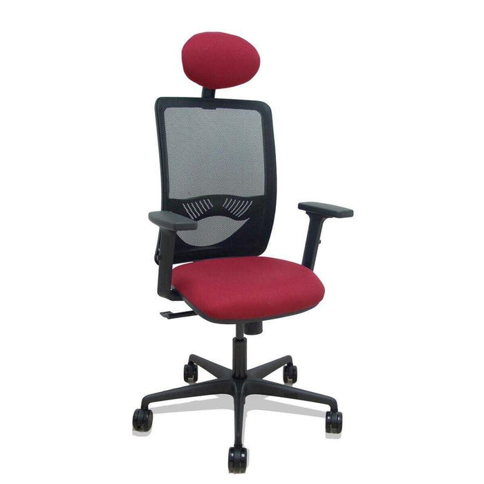 Piqueras Y Crespo Silla Zulema Sincro Malla Negra Asiento Bali Granate Brazos 2d Ruedas 65mm Cabecero