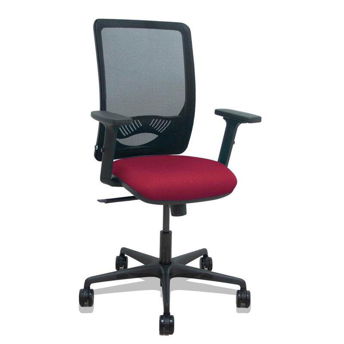 Piqueras Y Crespo Silla Zulema Sincro Malla Negra Asiento Bali Granate Brazos 2d Ruedas 65mm