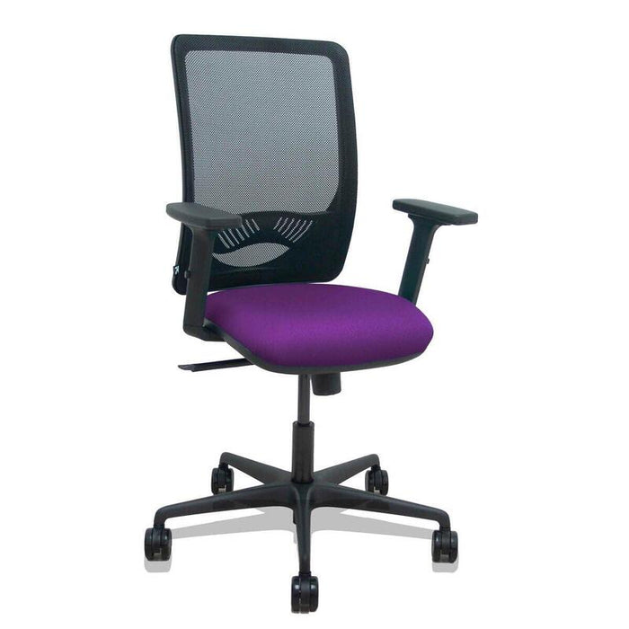 Piqueras Y Crespo Silla Zulema Sincro Malla Negra Asiento Bali Morado Brazos 2d Ruedas 65mm