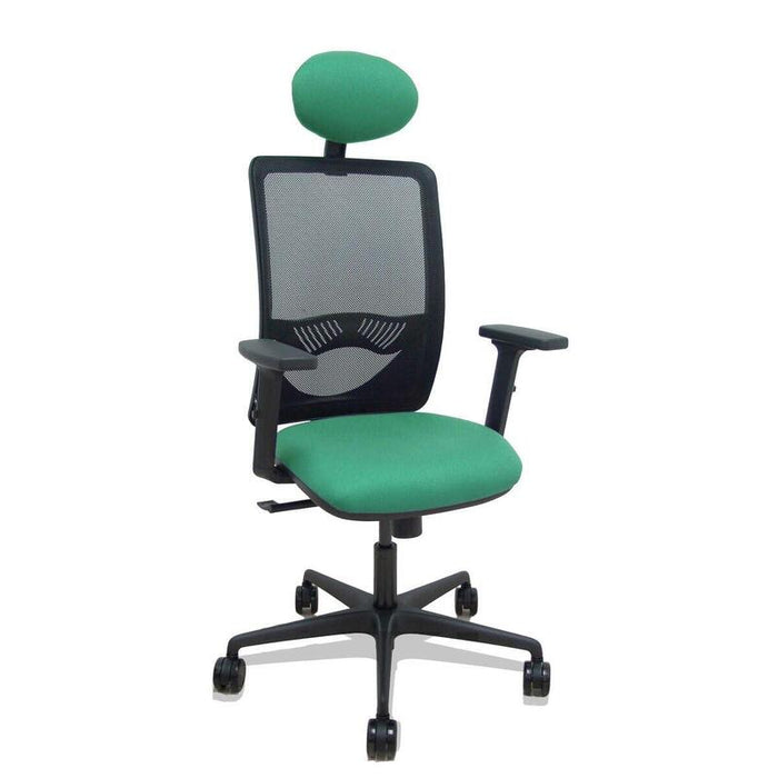 Piqueras Y Crespo Silla Zulema Sincro Malla Negra Asiento Bali Verde Esmeralda Brazos 2d Ruedas 65mm Cabecero