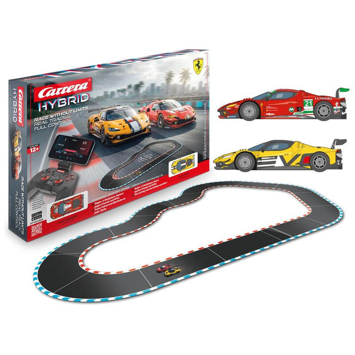 Pista Carrera Speedcore Challenge Híbrida De Carreras De Coches 1:50 Con Ferrari 296 Gt3 Y 296 Gt3 Evo  Control De Aplicación, Luz Delantera Y Trasera  Para Hasta 16 Conductores