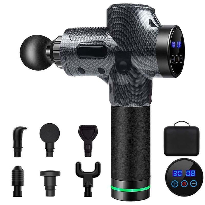Pistola De Masaje Muscular 6 Cabezales 30 Niveles Negro