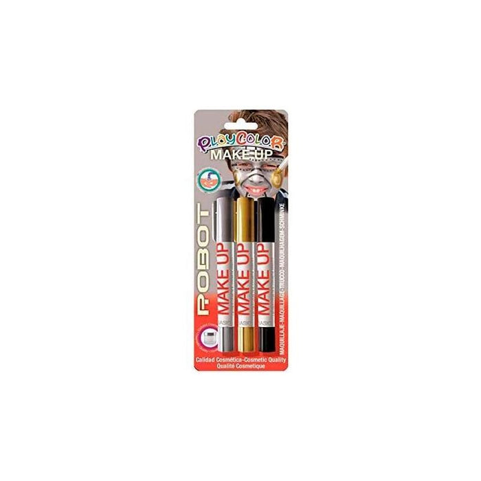 Playcolor Pack 3 Barras De Maquillaje Make Up Thematics Robot Oro/Plata/Negro