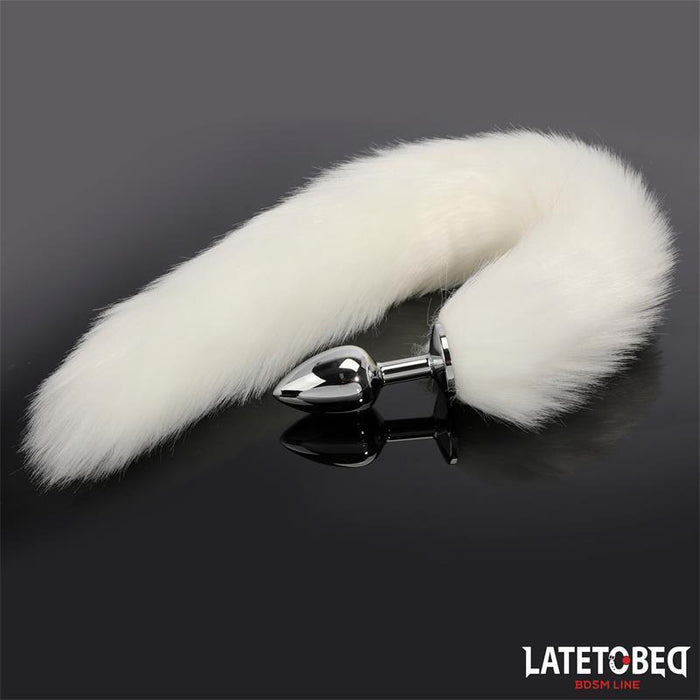 Plug Anal Con Cola Blanco 40 Cm