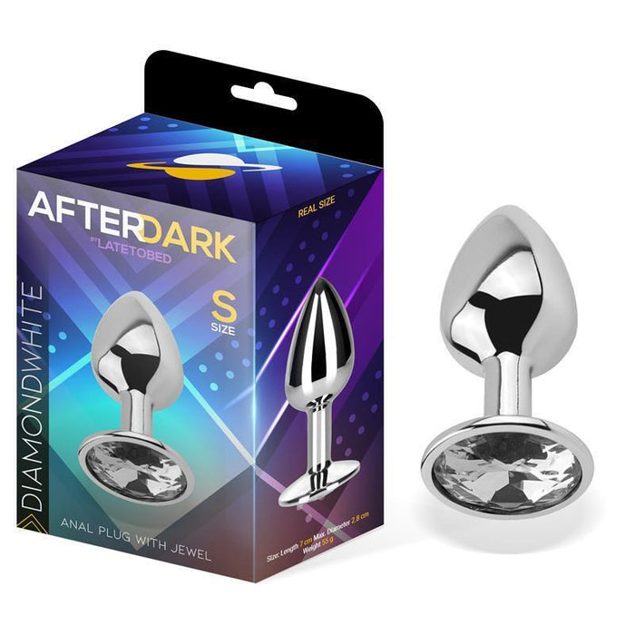 Plug Anal Con Joya Color Blanco Diamante Talla S Aluminio