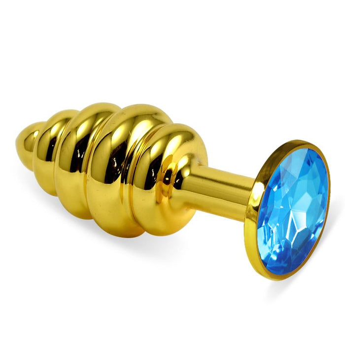 Plug Anal En Espiral Rosebud Con Joya Azul