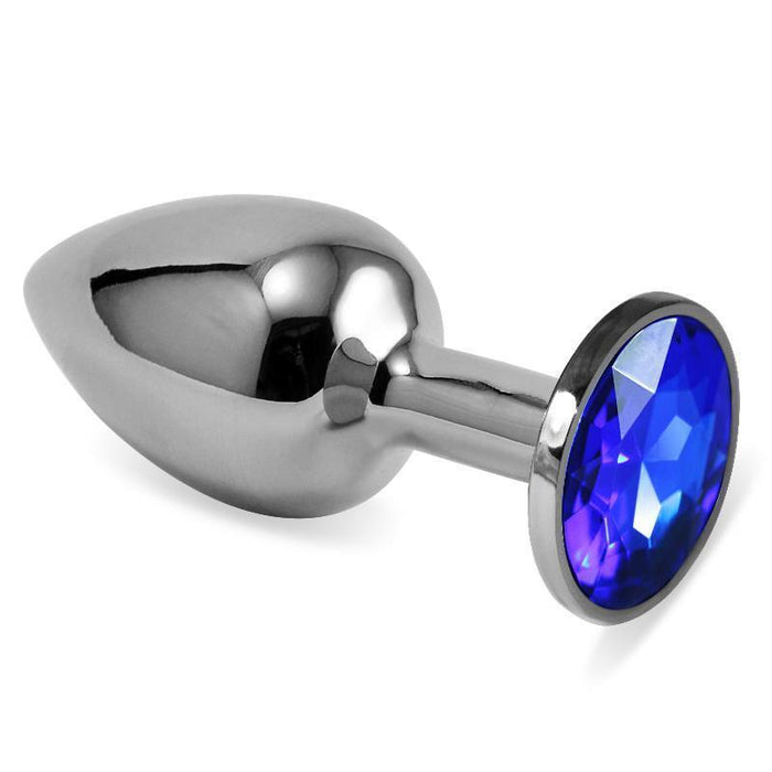 Plug Anal Plateado Rosebud Classic Con Joya Azul Oscuro Talla S