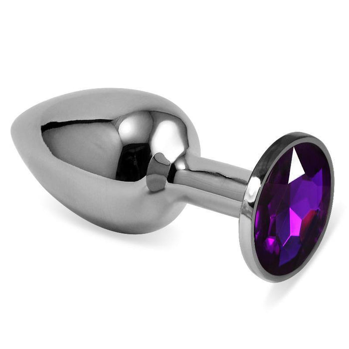 Plug Anal Plateado Rosebud Classic Con Joya Púrpura Talla S