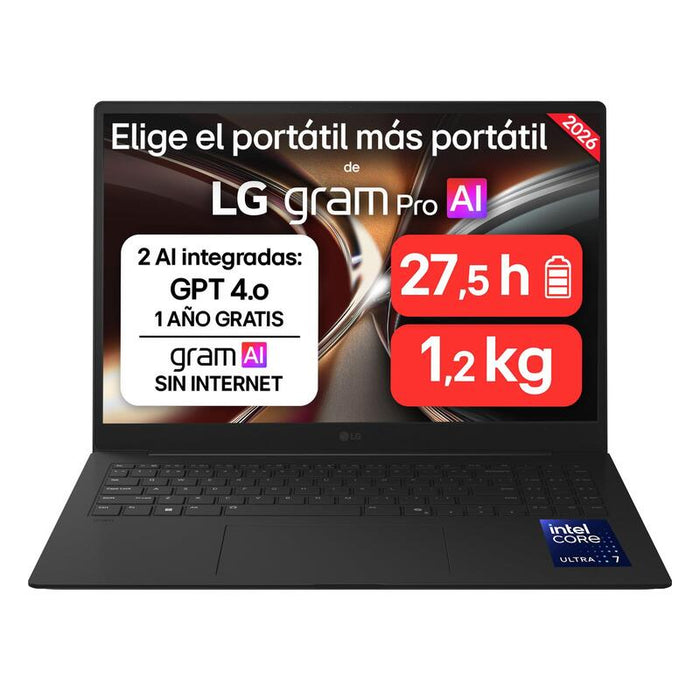 Portátil Lg Gram Pro 16zd90u-G.Ax85bn Intel Core Ultra 7-355 32gb 512gb Ssd 16' Sin Sistema Operativo
