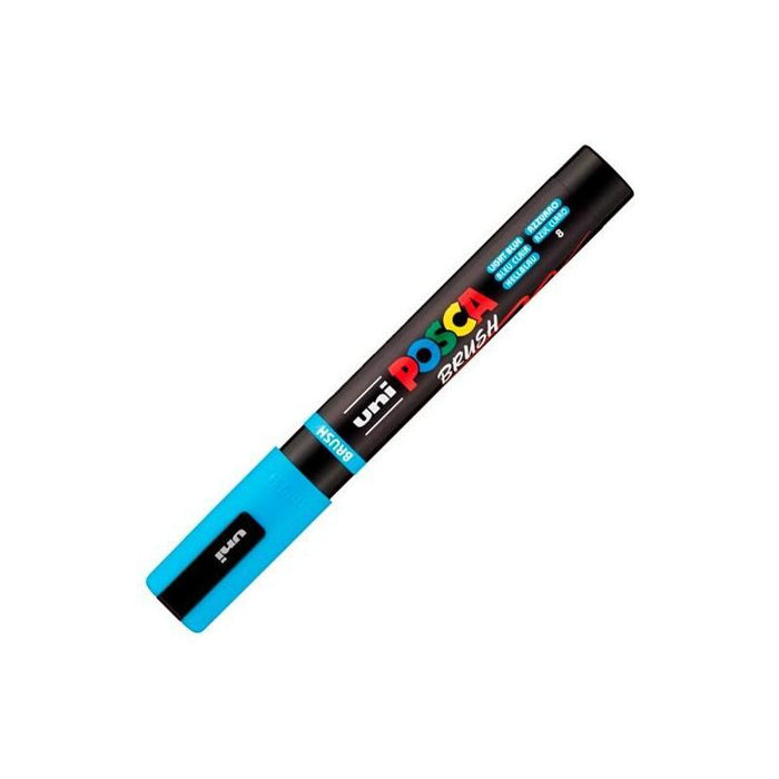 Posca Marcador Pc-5br Brush Punta M Semiflexible Azul Claro