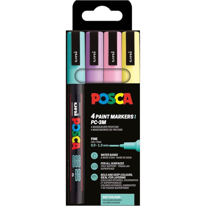 Posca Marker Uni Pc-3m 4er Set Soft Colo