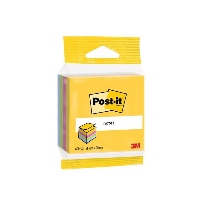 Post-It Cubo De 400 Notas Adhesivas Reposicionables - Forma Cuadrada - 51x51mm - Colores Surtidos