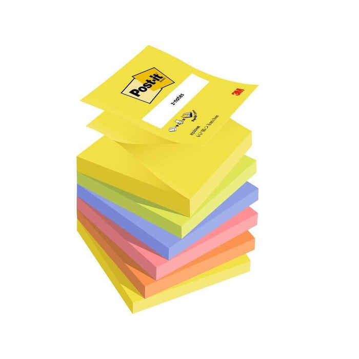 Post-It Pack De 6 Blocs De 100 Z-Notas Adhesivas Reposicionables 76x76mm - Forma Cuadrada  - Colores Surtidos