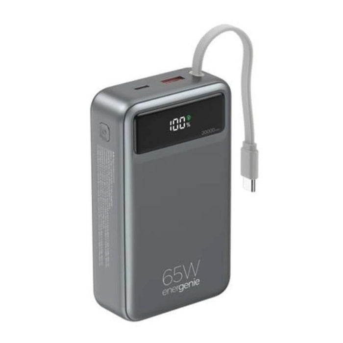 Power Bank Gembird 65 W Fast Charging With Integrated Cables 20000 Mah Black