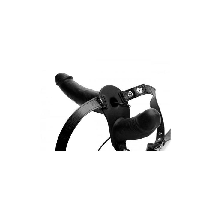 Vibradopr Doble Con Arnés Power Pegger  Negro