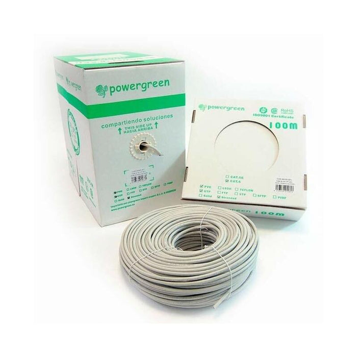 Powergreen Bobina De Cable Cat 5e Utp 100 Metros Pvc Caja 24awg 100 M Gris