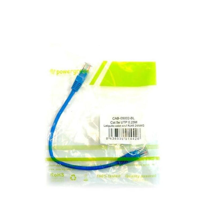 Powergreen Latiguillo Color Azul Rj45 Cat 5e Utp 0.25 Metros 0.25 M Azul