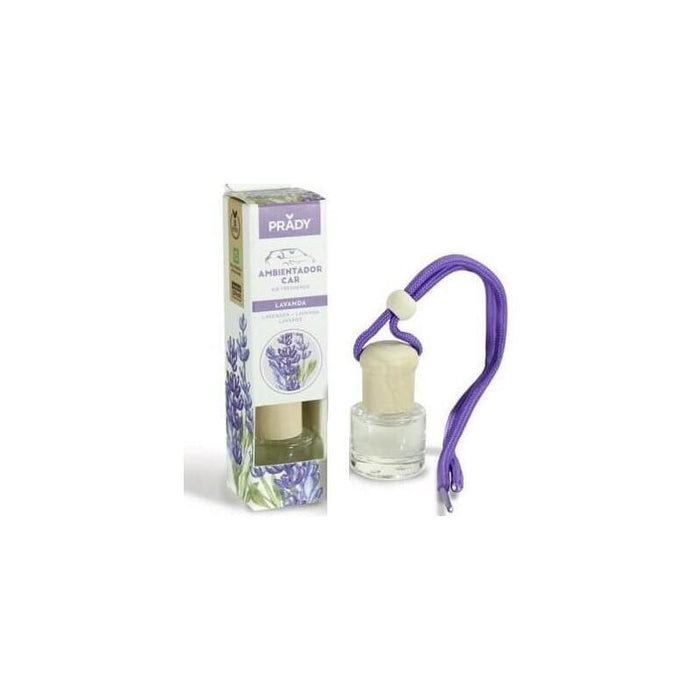 Prady Ambientador Coche Lavanda - Frasco De Cristal 6 Ml Y Cuerda Para Espejo Retrovisor