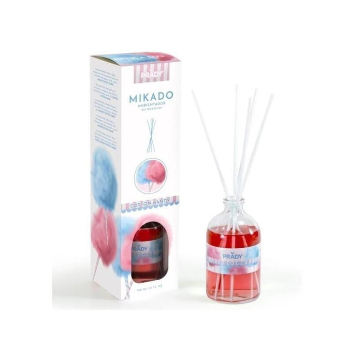 Prady Ambientador Mikado Algodon De Azucar - Frasco De Cristal 100ml Y Varitas Difusoras