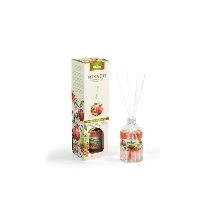 Prady Ambientador Mikado Canela Manzana - Frasco De Cristal 100 Ml Y Varitas Difusoras