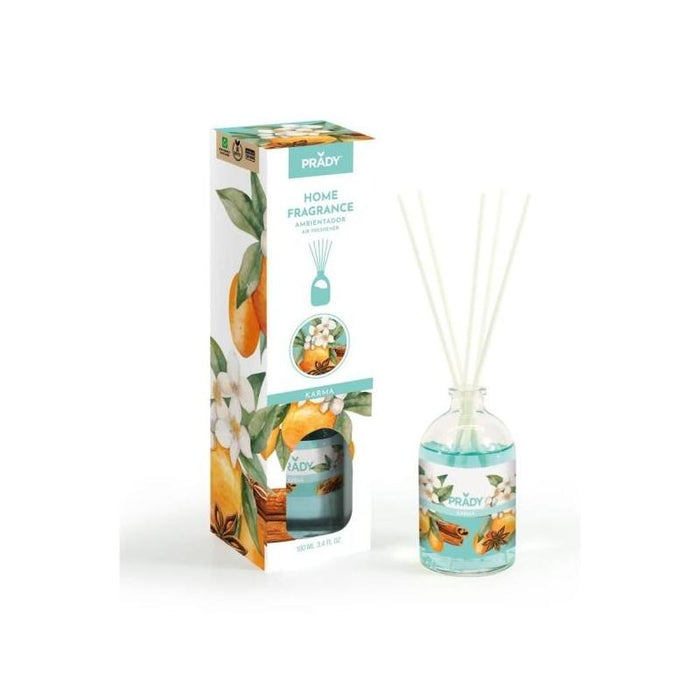 Prady Ambientador Mikado Karma - Frasco De Cristal 100 Ml Y Varitas Difusoras