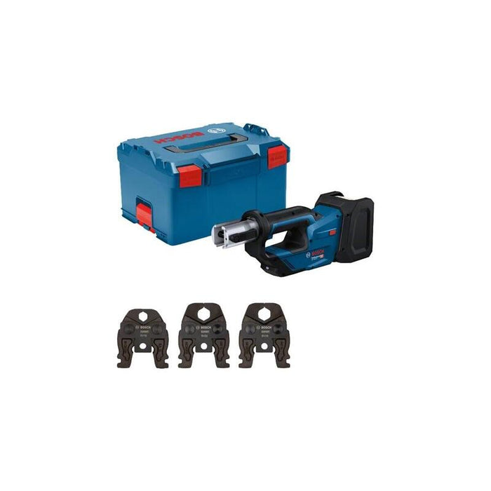 Prensador A Batería Bosch Professional Gpt 18v-19 Professional Solo, 18 Voltios, Kit Sv, Prensadora Azul, Sin Batería Ni Cargador, 3 Mordazas De Prensado Compact Sv, En L-Boxx 06019m2002
