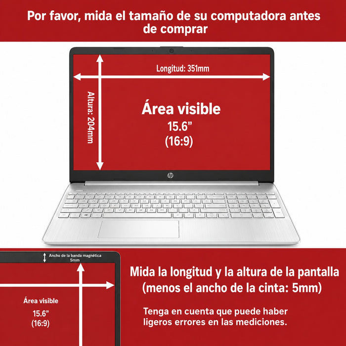 Protector De Pantalla 15.6" Magnético Con Filtro Anti Luz Azul Hp Pavilion 15-Eh Hp 15S-Fc Probook 450 G9 351X204 Mm