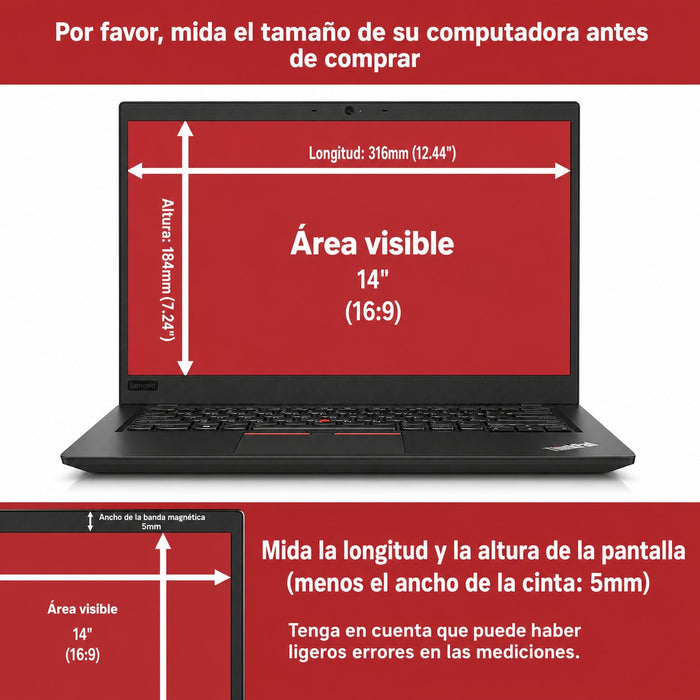 Protector De Pantalla 14" Magnético Con Filtro De Privacidad Para Portátil Asus Vivobook X441 X456 310X181 Mm