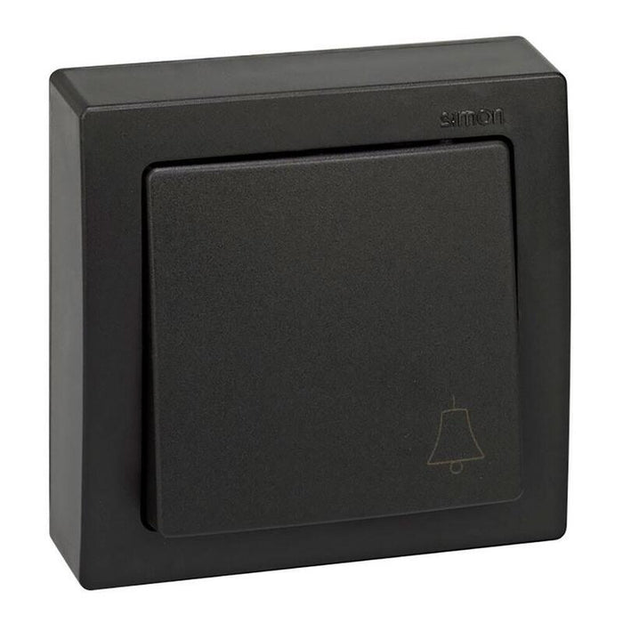 Pulsador Superficie, 10ax 250v~, Ip20, Serie Simon73 Loft, Campana Grabada, Grafito, Retractilado