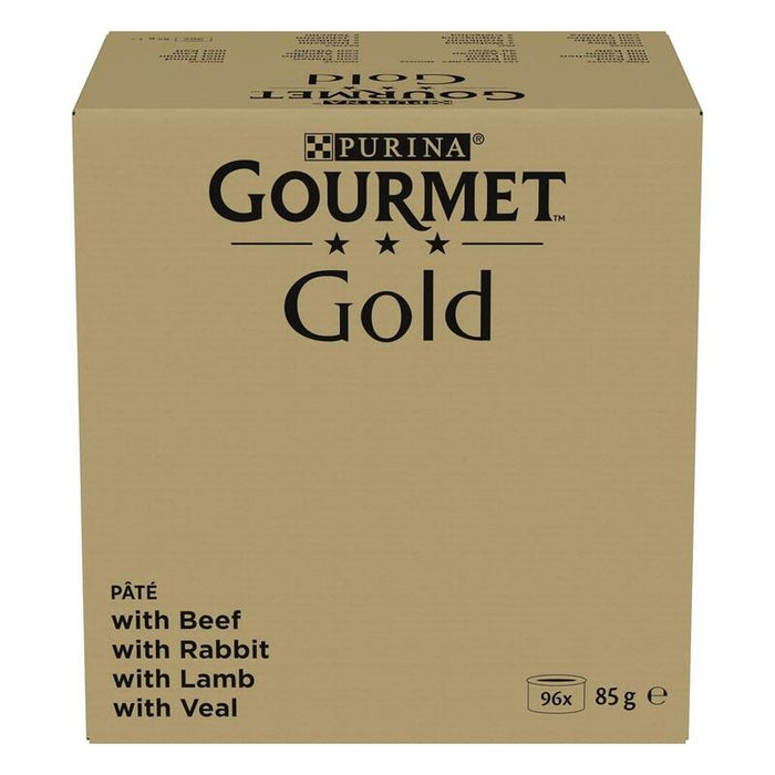 Gourmet Gold Mousse, Comida Húmeda Para Gato Adulto, Mousse, Surtido De Buey, Conejo, Cordero Y Ternera, 96 Latas