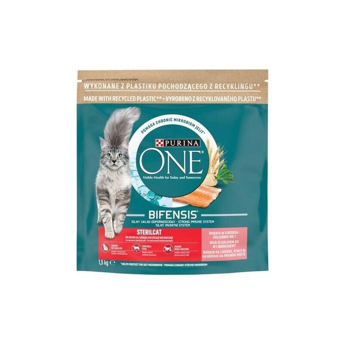 Purina One Bifensis Sterilcat Salmon & Wheat - Comida Seca Para Gatos - 1,5 Kg