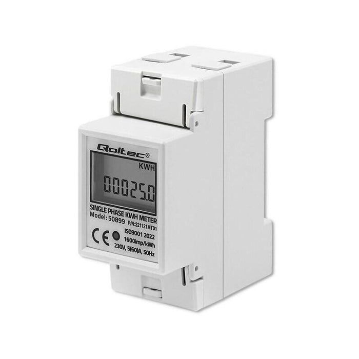 Qoltec 50899 Contador De Consumo De Energía Electrónico Monofásico  230 V  Lcd  2p  Carril Din