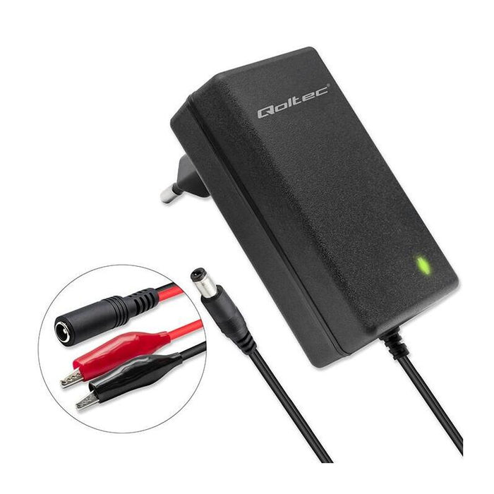 Qoltec 52423 Automatic Charger For Agm Gel Std 6v 12v Battery 1.5a Rectifier With Led Indicator