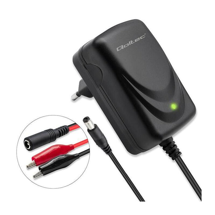 Qoltec 52424 Automatic Charger For Agm Gel Std 12v Battery 1.5a Rectifier With Led Indicator