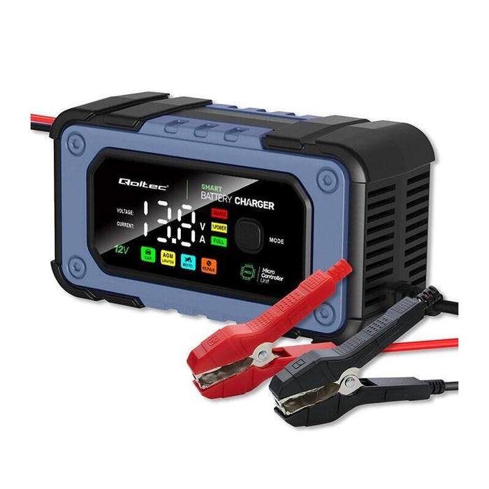 Qoltec 52486 Cargador De Batería Con Función De Reparación Cargador De Microprocesador Inteligente 12v 7a Led 4 Modos