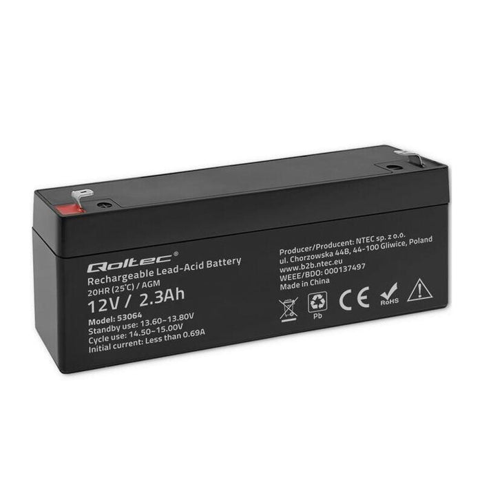 Qoltec 53064 Agm Battery 12v 2.3ah Max. 34.5a