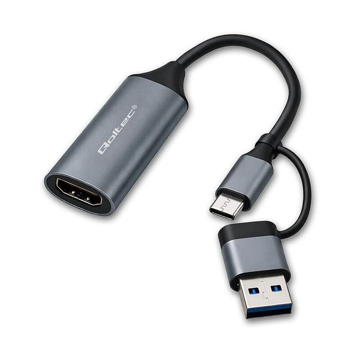 Qoltec 53789 Adapter Usb C Usb A Hdmi 4k 30hz Aluminium