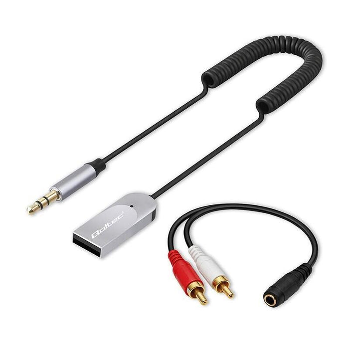 Qoltec 56983 Wireless Audio Receiver Adapter Hifi Home And Car Bluetooth 6.0 2 X Rca 1 X Aux 3.5mm Usb Microphone
