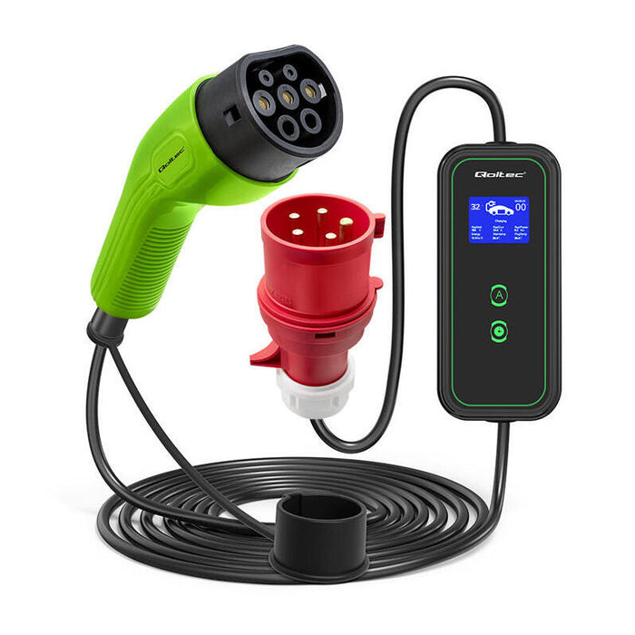 Qoltec Cargador Móvil Para Ev 2 En 1 Tipo2 | 7kw | 230v | Cee 5 Pines