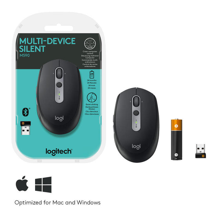 Ratón Inalámbrico Silencioso Logitech M590 Grafito Bt 910-005197